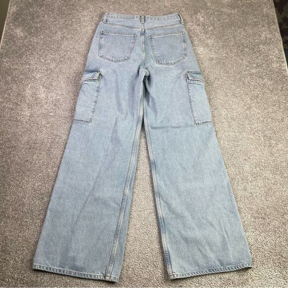AGOLDE Minka Wide Leg Cargo Jeans Women’s 25 Blue High Rise Organic Cotton - Picture 4 of 15